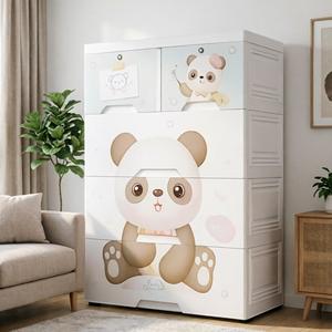 Commode à tiroirs en plastique moderne et élégante, armoire de rangement à 4 niveaux en plastique, <span class=keywords><strong>meuble</strong></span> de rangement durable pour la maison avec double verrouillage - Product Image 3
