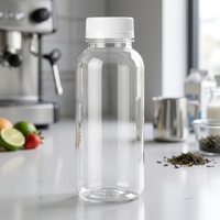 Bouteille en plastique transparente en PET avec bouchon à vis rond pour jus, lait, thé et autres boissons