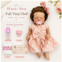 Boneka Bayi Reborn 18 Inci 50cm, Boneka Bayi Baru Lahir Simulasi Realistis, Boneka Mainan Silikon Vinyl dengan Tubuh Kain Lembut untuk Anak-anak