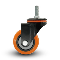 Petites roulettes de chariot orange 3''4''5'' Roues élastiques en PVC PP Roues verrouillables