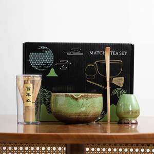 Ensemble de vaisselle pour matcha en porcelaine japonaise classique, écologique, avec fouet en bambou Chasen, idéal pour offrir - Product Image 1