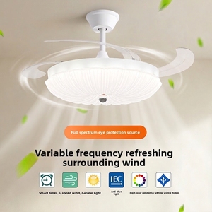 Moderner Einziehbarer ABS-Deckenventilator mit Fernbedienung 3 Flügel <span class=keywords><strong>LED</strong></span> für Schlafzimmer & Esszimmer Geräuscharmer Betrieb - Product Image 4