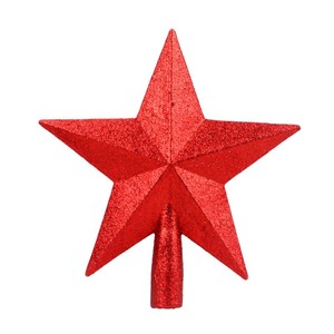 <b>Red</b> Gold Silver Hollow Pentagram Tree Topper 15cm 20cm <b>Glitter</b> Electroplated Star Ornament For Christmas Tree Top Decor - Product Image 2