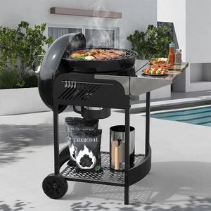 Multifunctional Trolley Barbecue Grill With Smoker Outdoor Charcoal BBQ Cart Round Grill Rack Windproof Rustproof - Product Image 2
