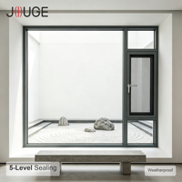 Fenêtre à battant en aluminium JOUGE Multi Seal 6060-T66 1,8 mm avec verre trempé à rupture de pont thermique PA66 pour maison moderne