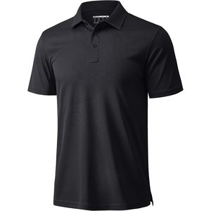 Camiseta Personalizada de Manga Corta Negra para Hombre, Tejido Piqué, Transpirable, de Secado Rápido, Color Sólido Informal, Corte Regular, 100% Poliéster - Product Image 1