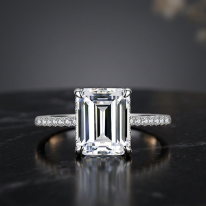 Wholesale D Color VVS <b>Emerald</b> Cut Moissanite 925 <b>Silver</b> Solid Gold Pave Engagement <b>Ring</b> Bridal <b>Ring</b> RCK Global - Product Image 4
