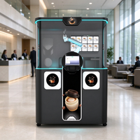 Kiosque robot barista à bras robotisé 6 axes, distributeur automatique en acier inoxydable avec écran tactile et impression de latte art