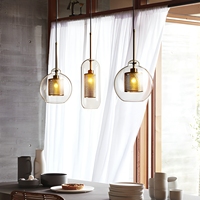 Luminaire suspendu en verre et métal, style industriel rétro, design minimaliste nordique, pour salle à manger, salon, bar, comptoir, chevet