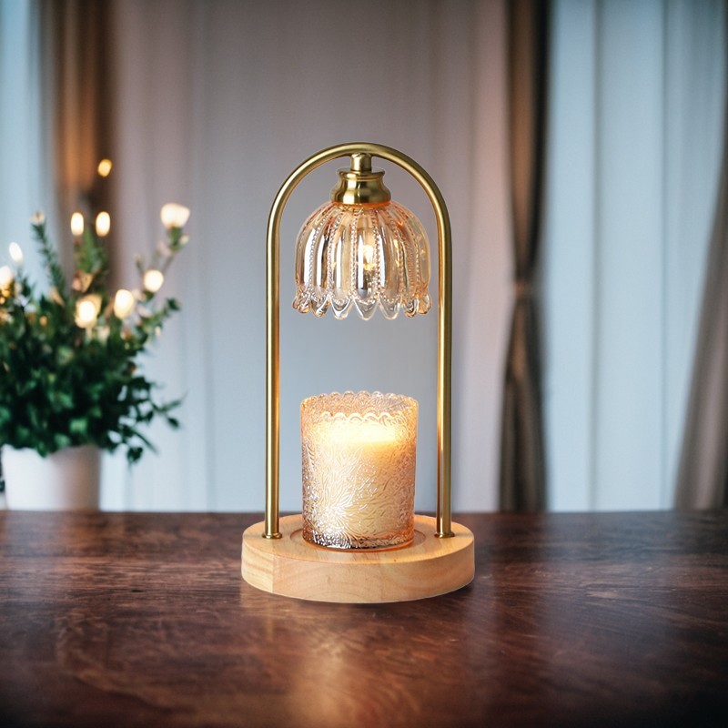 Flower Amber Glass Electric Candle Warmer Lamp for Jars