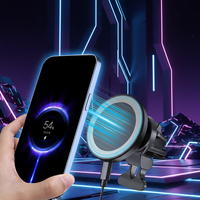 Chargeur de voiture sans fil à charge rapide avec clip pour grille d'aération - Conception de dissipation thermique, ajustement universel