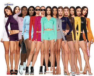 Nuovo Arrivo 2026 Primaverile Gia Completo Sportivo da <span class=keywords><strong>Donna</strong></span> Due Pezzi: Felpa con Cappuccio Crop a Maniche Lunghe e Pantaloncini Leopardati a Righe - Product Image 1