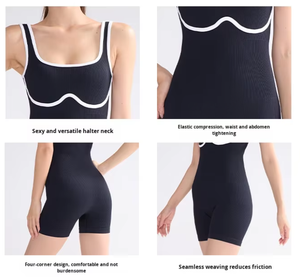 Tuta sportiva da donna senza cuciture a forma di U con un bellissimo Design con scollo a v posteriore - Product Image 4