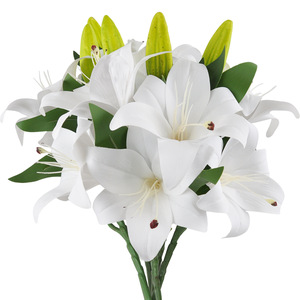 Flores de Lirio Artificiales de Tacto Real, Ramo de Lirio <span class=keywords><strong>Casablanca</strong></span> de PU para Centros de Mesa de Boda, Decoración Minimalista para Sala de Estar - Product Image 1