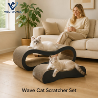 S Wave Griffoir pour chat et ensemble de salon deux pièces en carton ondulé courbé, mobilier d'intérieur, vente en gros