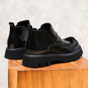 Chaussures en cuir à bout carré ultra-modernes et tendance de haute qualité, fabriquées en cuir véritable avec lacets, légères et antidérapantes pour l'automne - Product Image 4