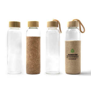 Custom High-Borosilicate Glass Travel Bottle Bamboo Wooden Lid Cork Sleeve Custom Logo Color American Style Drinkware for - Product Image 1