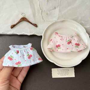 Ropa para Muñecas de 10 cm al por Mayor, Vestido de Camiseta Elástico con Estampado de Cerezas, Vestido Mini para Muñecas, Apto para Muñecas de Peluche Crying Baby Long-Leg Kitty - Product Image 2