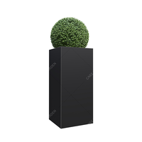 Pot Bunga Persegi Panjang Besar dari Baja Galvanis Modern Hitam/Putih untuk Dekorasi Taman Rumah Merek GNEE Model GN-PR