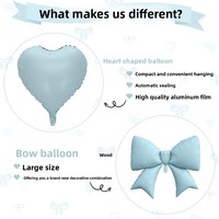 Nouvel ensemble de ballons en aluminium en forme de cœur avec nœud papillon, décorations d'anniversaire flottantes