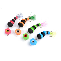 Leurre de pêche flottant EVA 4 pièces, multi-couleurs, avec hameçon triple et jupe de queue, pour eau salée et appât pour bar