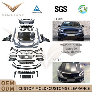 Kit carrosserie complet style C63 AMG W205 pré-LCI en PP, comprenant pare-chocs avant et arrière, capot et jupes latérales, pour conversion extérieure <span class=keywords><strong>Classe</strong></span> C 2015-<span class=keywords><strong>2018</strong></span> - Product Image 2