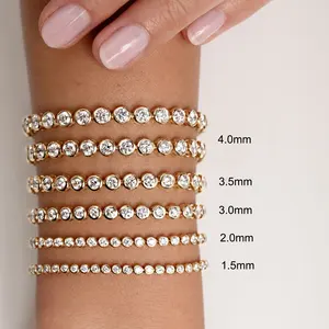 High Quality Fine 18k Gold Plated 925 Sterling Silver Shiny Sparkling Gemstone Cz Multi Size Tennis Fashion Jewelry Of Bracelets