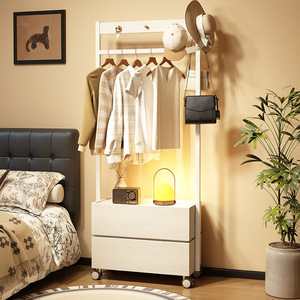 Perchero con cajones 60x40x180cm, almacenamiento móvil para dormitorio, diseño minimalista - Product Image 3