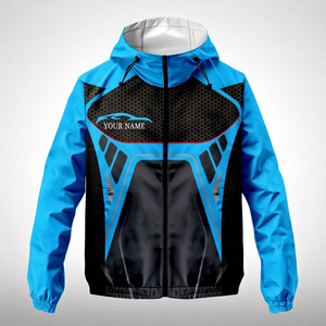 Custom OEM Service Hooded Winter Bomber Windbreaker Sublimation Zipper Soccer Team Training <b>Jacket</b> <b>Waterproof</b> Breathable 100% - Product Image 1