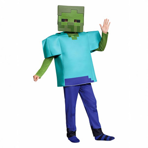 Costume de zombie Minecraft pour enfants, ensemble complet bleu vert, tenue de cosplay pour Halloween, garçons, printemps 2025 - Product Image 3