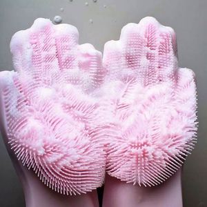 Kitchen Dishwashing Cleaning <b>Silicone</b> Scrubber Glove Household Scrubber Kitchen Clean <b>Tool</b> Sponge Dish Washing Glove - Product Image 4