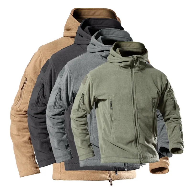 Polyester Fleece Warm Winter Jacket Men Jacket With Fleece Hoodie Tactical Men's Jacket Outerwear