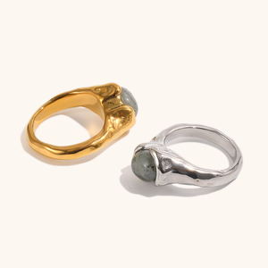 <span class=keywords><strong>Anillo</strong></span> <span class=keywords><strong>de</strong></span> Piedra Natural Irregular <span class=keywords><strong>de</strong></span> <span class=keywords><strong>Acero</strong></span> Inoxidable Chapado en Oro <span class=keywords><strong>de</strong></span> 18K Personalizado, <span class=keywords><strong>Anillo</strong></span> <span class=keywords><strong>de</strong></span> Sello con Textura Orgánica <span class=keywords><strong>para</strong></span> Mujeres y Hombres - Product Image 6