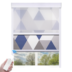 Stores occultants doubles modernes en tissu uni, <span class=keywords><strong>motorisés</strong></span>, électriques, à batterie, intelligents, horizontaux, avec écran solaire intégré - Product Image 1