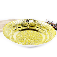Vente en gros de plats à fruits en verre doré embossé de luxe de 40 cm, bol de service en verre vintage pour la table, mariage, décoration de la maison