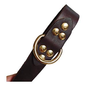 Collier pour chien à double anneau en D - Cuir véritable Durable Boucle personnalisée sécurisée Taille réglable |   Collier pour animaux de compagnie de haute qualité en gros - Product Image 5