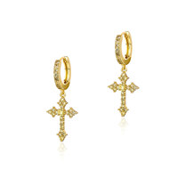 Haute Qualité Hip Hop Bijoux Glacé Zircon Diamant Zircon Rond Croix Hoop Boucle D'oreille pour Hommes Unisexe Femmes