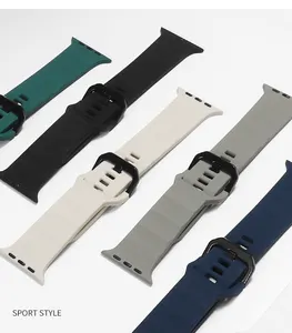 Suitable for Apple Watch Ultra 87654321 SE Sport Waterproof Diamond Square Buckle Silicone Watch Strap