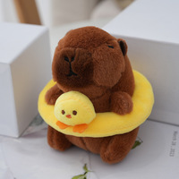 Porte-clés en peluche mini capybara Kawaii avec anneau de natation canard/cochon/grenouille, ornement animal en peluche douce pour sac à dos et cadeau pour enfants