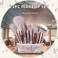 Ensemble de pinceaux de maquillage professionnels pour le visage, avec manche en plastique, poils synthétiques doux, pour fard à paupières, poudre et fond de teint, idéal pour les voyages