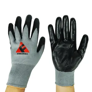 CE Approved Nitrile Hand Gloves With 13G Nylon Liner Safety Work Gloves For Construction