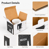Caja Rígida Corrugada de Materiales Reciclados al por Mayor, Impresión Personalizada, con Relieve UV, Antichoque, para Empaque de Tazas y Jarras de Café, Bajo MOQ