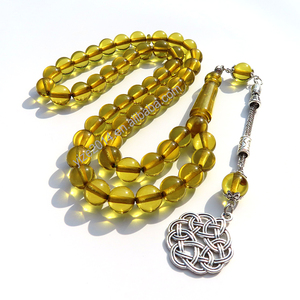 하이 퀄리티 노란색 투명 이슬람기도 10mm 51 구슬 수지 용품 판매를위한 Tasbih 세련된 Tasbeah 아랍어 시계 묵주 - Product Image 2
