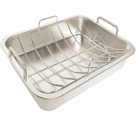 Poêle à poulet à rôtir en acier inoxydable 304 avec support en U et plateau de cuisson pour la dinde