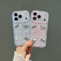 Funda de Teléfono con Lazo Rosa y Diamantes Brillantes para iPhone 13 14 15 16 17 18 Pro Max, Nueva 2026 para Chicas