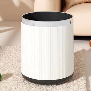 Cylindrical Waste <b>Bin</b> 12L <b>Double</b> Layer Indoor Use Milky White Color Home Living Room Bedroom Hotel - Product Image 1