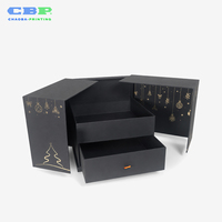 Boîte cadeau rigide en papier écologique CBP avec deux plateaux coulissants, motif de Noël doré pour les cadeaux de fête, vente en gros