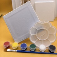 Ensemble chevalet de table mini en toile blanche transfrontalier 10x10 cm avec peintures et pinceaux pour la peinture des enfants