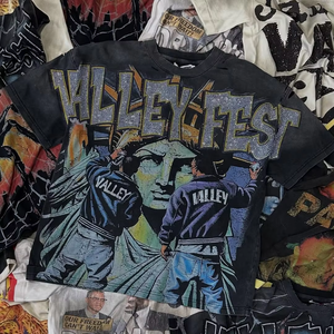 T-Shirt da Uomo in 100% Cotone Pesante 300Gsm - Stampa DTG Personalizzata, Oversize Ampia, Grafica Fumetto Effetto Acid Wash, Streetwear - Product Image 2