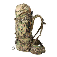 Sac à dos tactique multi-jours 75L avec support de charge en aluminium, camouflage, pour équipement de randonnée en plein air